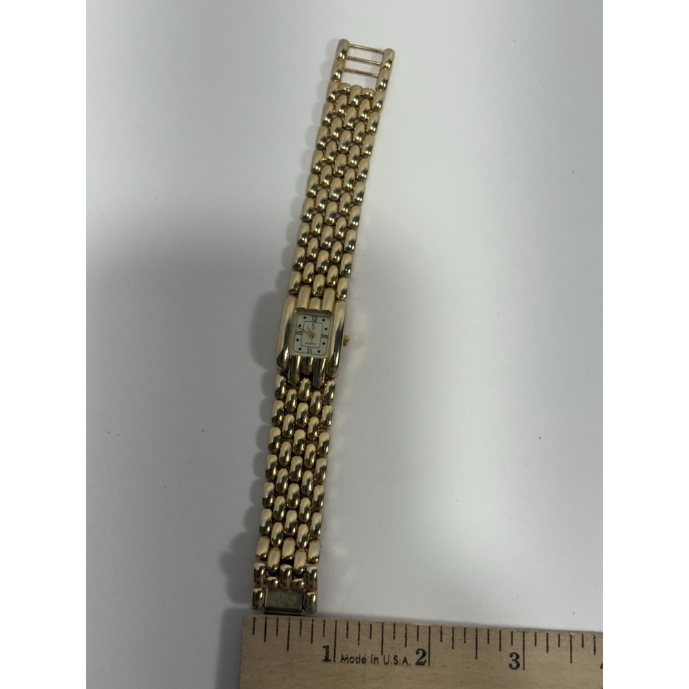 Paul Sebastian Gold Tone Thick Band Watch Quartz Ladies Square Face Need Battery
